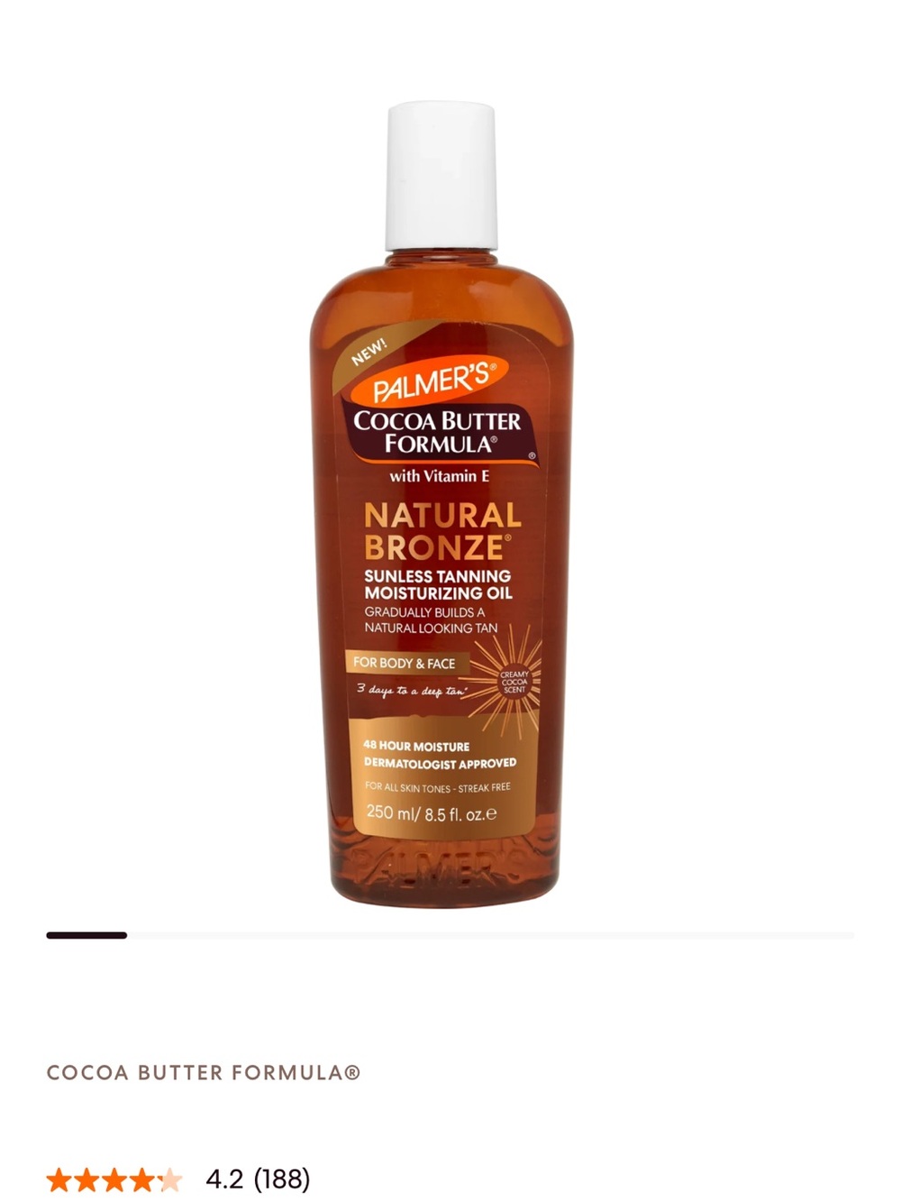 Cocoa Butter Formula Natural Bronze Sunless Tanning Moisturizing Oil - Brown